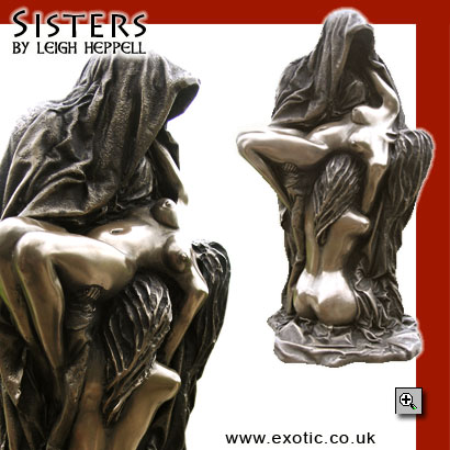 Mystical Wiccan Satanic Satan Threesome Erotic Female Nude Art Sculptures and Bodycasts, by Leigh Heppell (UK)